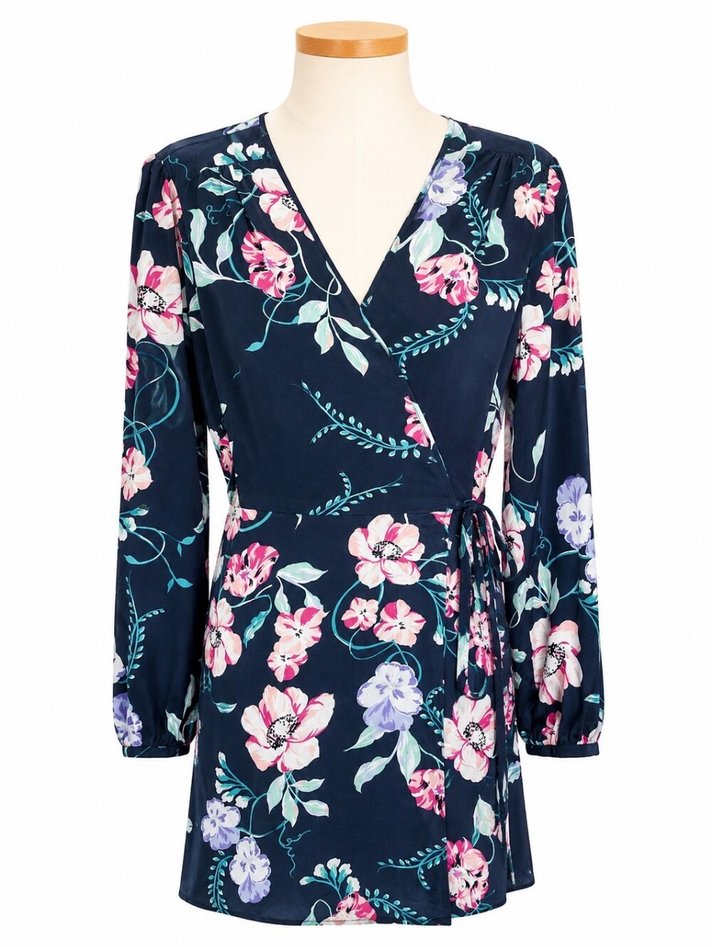 Yumi Kim Anthropologie Renata Blue Floral Silk Wrap Dress XL Party Wedding Guest